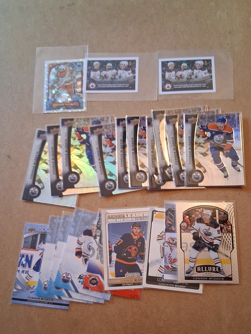 Connor McDavid Hockey Card Lot - Edmonton Oilers - White/Blue/Orange